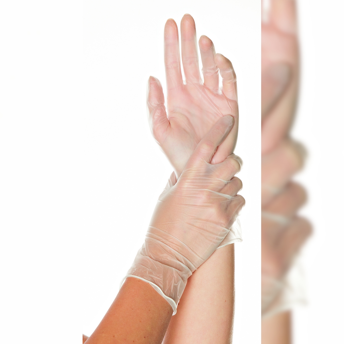 Hygostar Einmalhandschuhe, Vinyl, gepudert, Größe M, transparent, 100 Stück Image