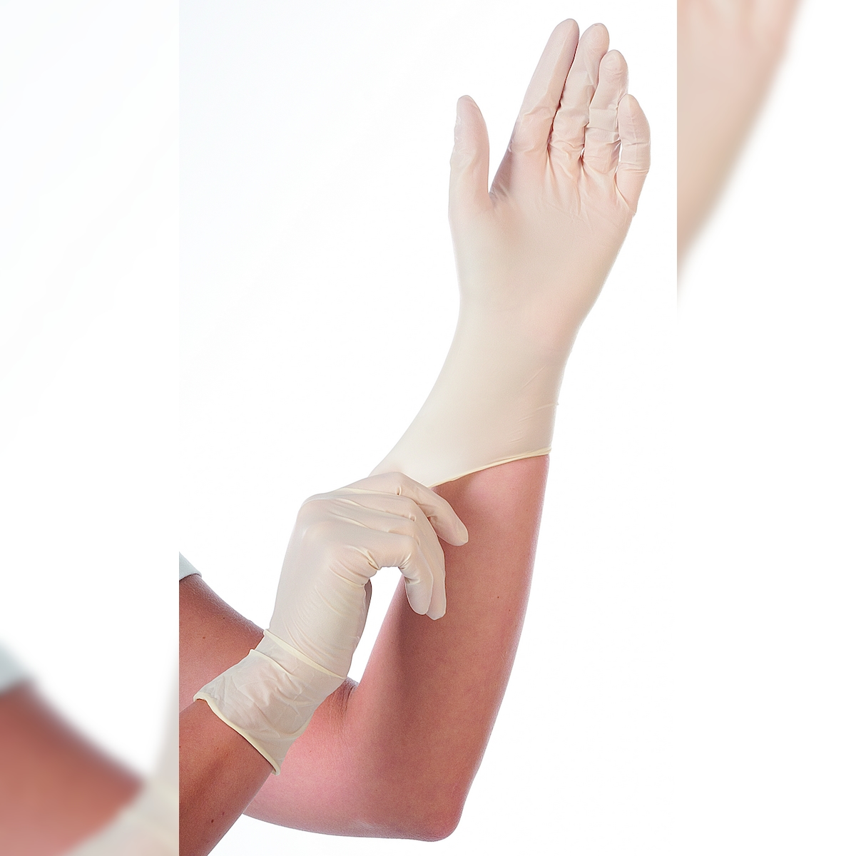 Hygostar Einmalhandschuhe, Latex, ungepudert, Größe L, weiß, 100 Stück Image