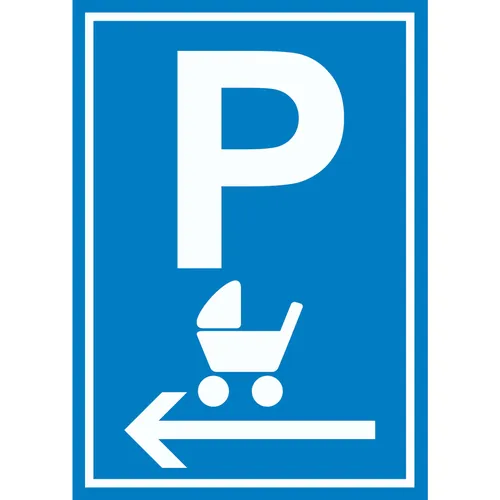 Kinderwagen Parkplatz links Schild A3 (297x420mm)