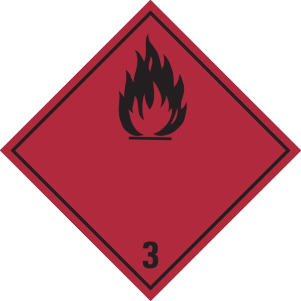 Gefahrzettel, Gefahrgutklasse 3 - Entzündbare flüssige Stoffe (rot/schwarz) - 300x300 mm Folie selbstklebend Image