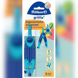 Pelikan Schulzirkel griffix, blau, ergonomisch, integrierte Ersatzminen und Anspitzer. Image