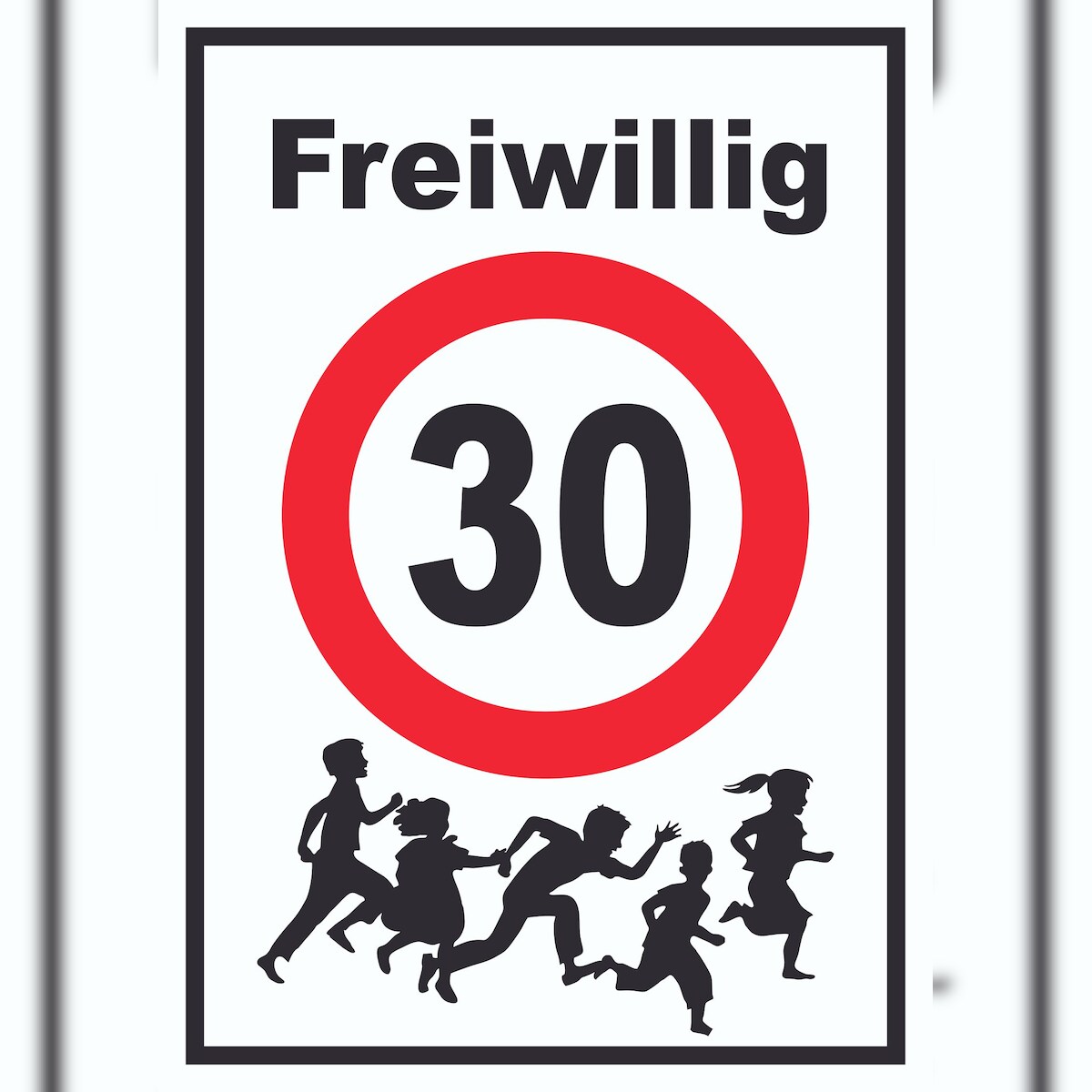 Freiwillig 30 Schild Spielende Kinder A3 Rückseite selbstklebend Image