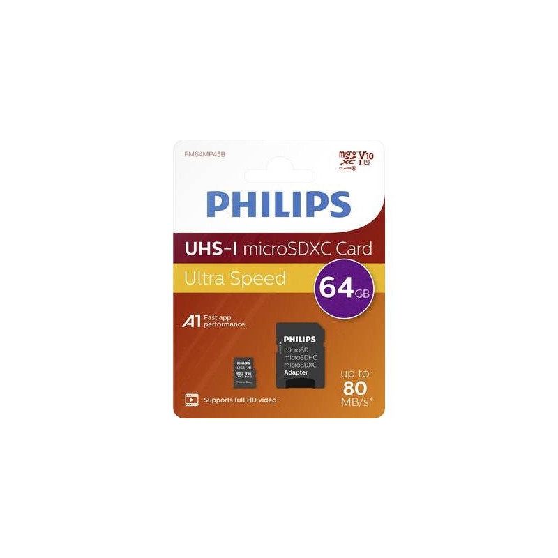Philips FM64MP45B/00 Speicherkarte 64 GB MicroSDXC UHS-I Klasse 10 Image