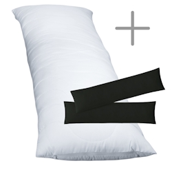 EXKLUSIV HEIMTEXTIL 1 x Füllkissen 40x80 cm + Jersey Kissenbezug 2er Set 40 x 80 cmSchwarz Image