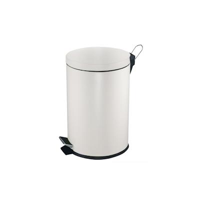 PROREGAL Runder Tretabfallsammler mit herausnehmbaren Kunststoff-Inneneimer | 5 Liter, HxBxT 28,4x24,5x20cm | Weiß Image