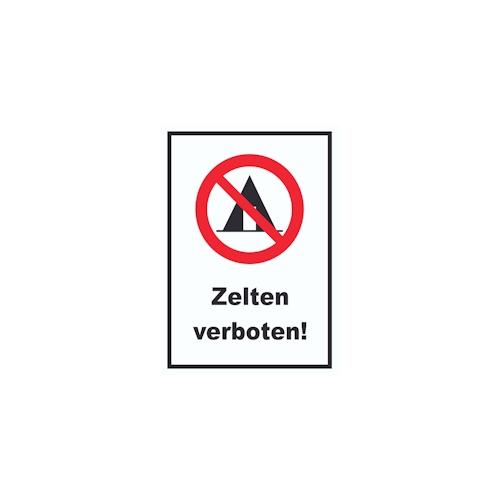 Zelten verboten Schild A6 Rückseite selbstklebend