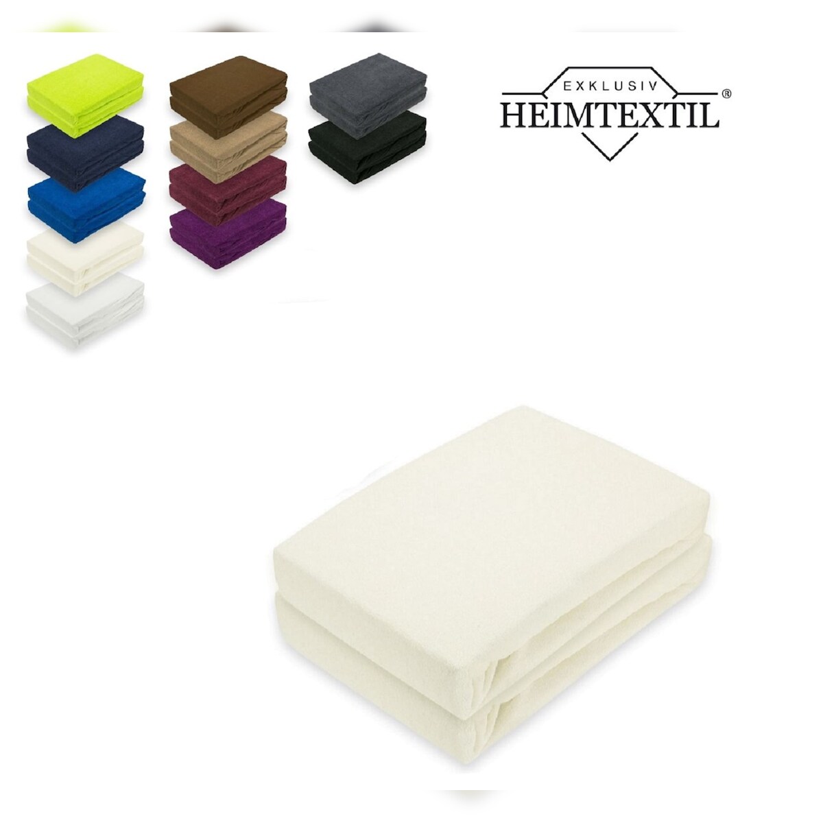 EXKLUSIV HEIMTEXTIL Frottee Spannbettlaken Doppelpack Premium 60 - 70 x 140 cm Naturweiß Image