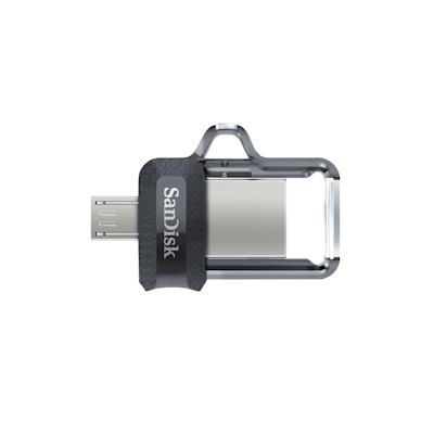 SanDisk Ultra Dual m3.0 USB-Stick 32 GB USB Type-A / Micro-USB 3.2 Gen 1 (3.1 Gen 1) Schwarz, Silber, Transparent