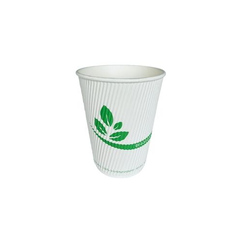 PackBio 100 x Bio Kaffeebecher To Go Becher Trinkbecher weiß geriffelt 200ml/8oz,Ø80mm
