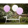 3 Riesige Luftballons mit Band weiss & rosa