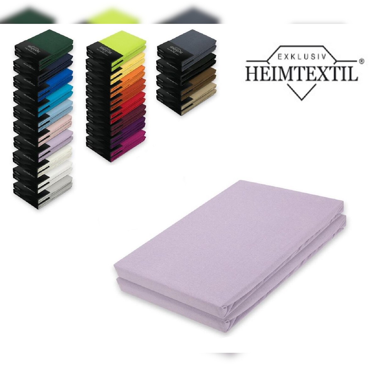 EXKLUSIV HEIMTEXTIL Doppelpack Marke Jersey Spannbettlaken 60 x 120 - 70 x 140 cm Flieder Image