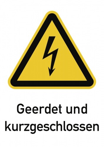 Geerdet und kurzgeschlossen, Kombischild, Folie, 131x185 mm Image