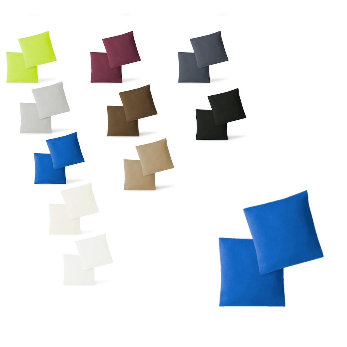 EXKLUSIV HEIMTEXTIL Jersey Kissenbezug Hülle 2 Sparpack Set mit Reißverschluss hochwertige Qualität 40 x 40 cm royalblau Image
