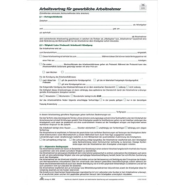 RNK Arbeitsvertrag 502 gewerblich DIN A4 100x2Blatt Image