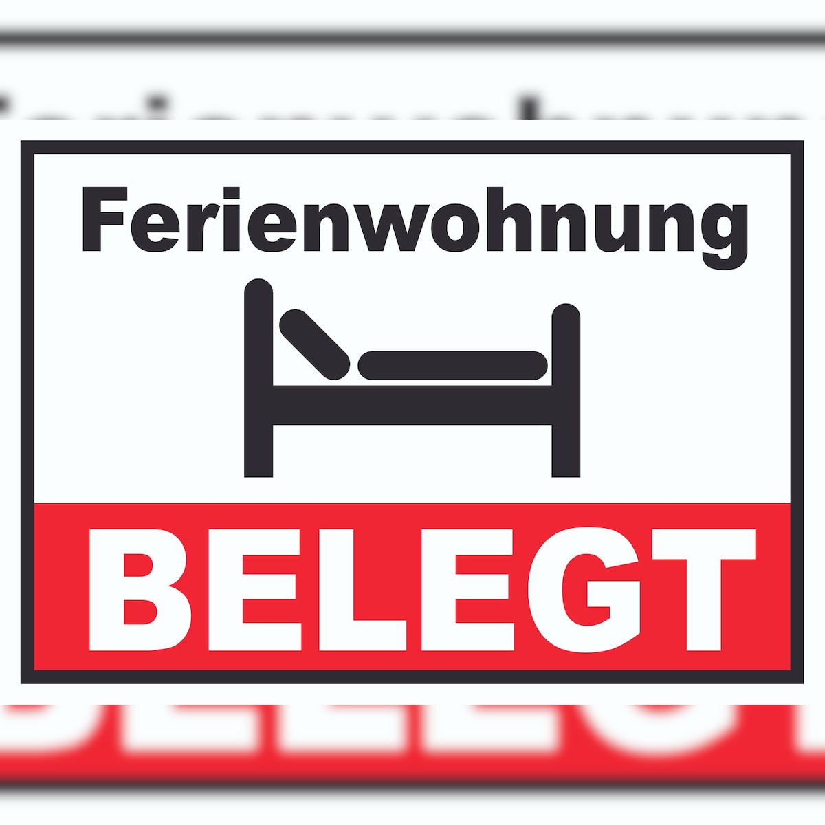 Ferienwohnung BELEGT Schild Pension Motel Hotel Zimmer Frei A3 Rückseite selbstklebend Image
