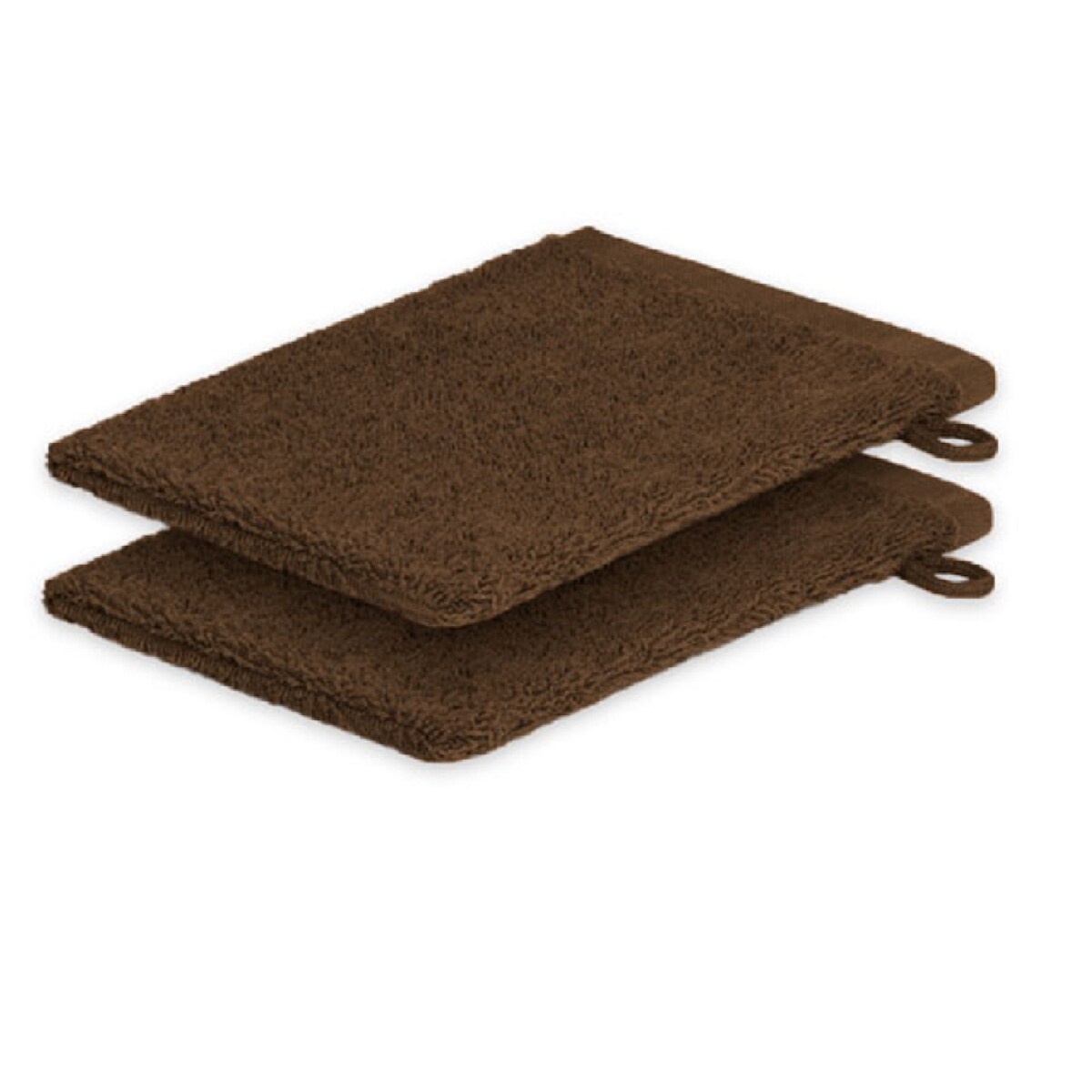 EXKLUSIV HEIMTEXTIL 2x Waschhandschuh Frottier 500 g/m² 15 x 21 cm Schokobraun Image