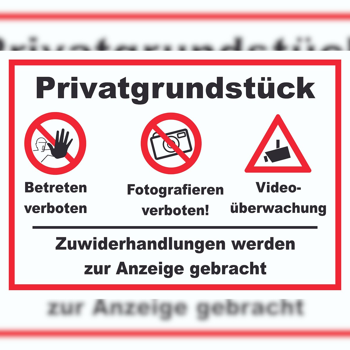 Privatgrundstück Betreten Fotografieren verboten Videoüberwachung Schild A6 (105x148mm) Image