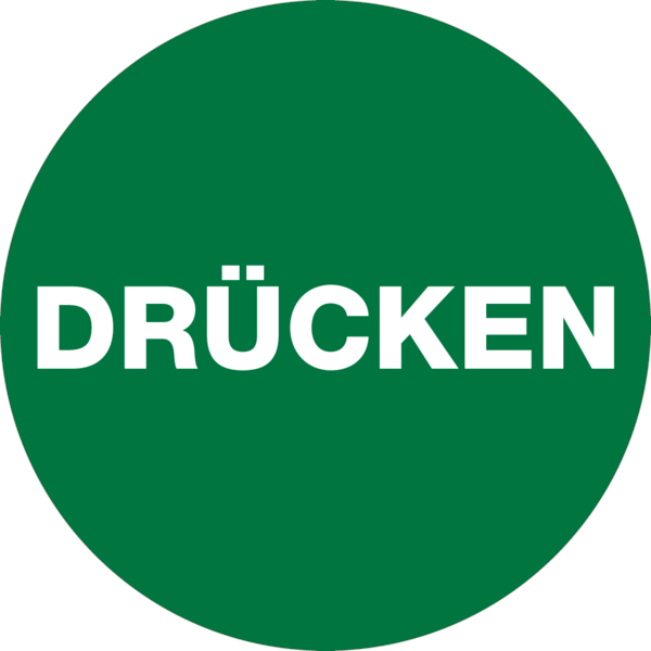 Türschild, Drücken, grün, Ø 60 mm - 60 mm Folie selbstklebend Image