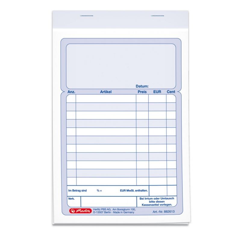 herlitz Formularbuch 'Kassenblock', DIN A6, 2 x 50 Blatt Image