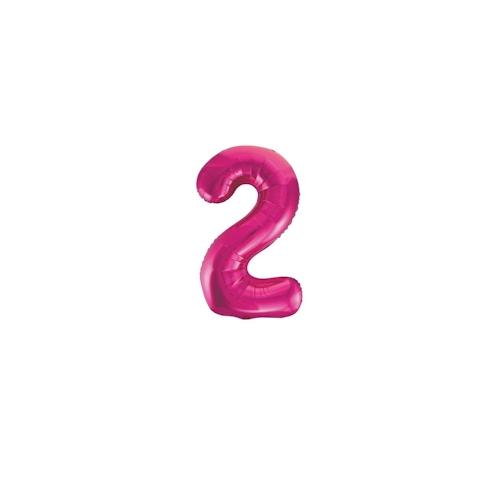 Folienballon Zahl 2 pink