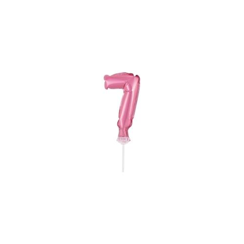 Kuchendeko Mini Folienballon rosa Zahl 7