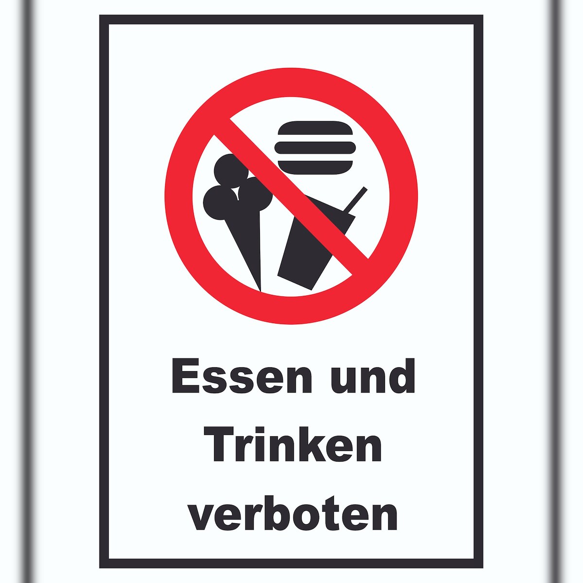 Essen und trinken verboten Schild A4 Rückseite selbstklebend Image
