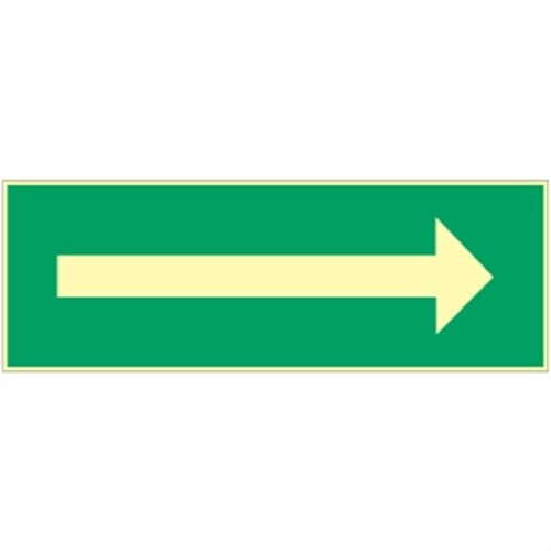 Schild Richtungspfeil für Rettungszeichen, Kunststoff, nachleucht., 160-mcd, 297x148 mm Image