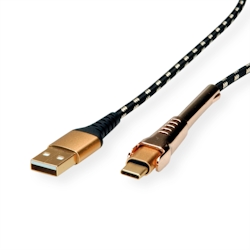 ROLINE GOLD USB 2.0 Sync- & Ladekabel, USB-A/USB-C, Stütze, 1 m Image