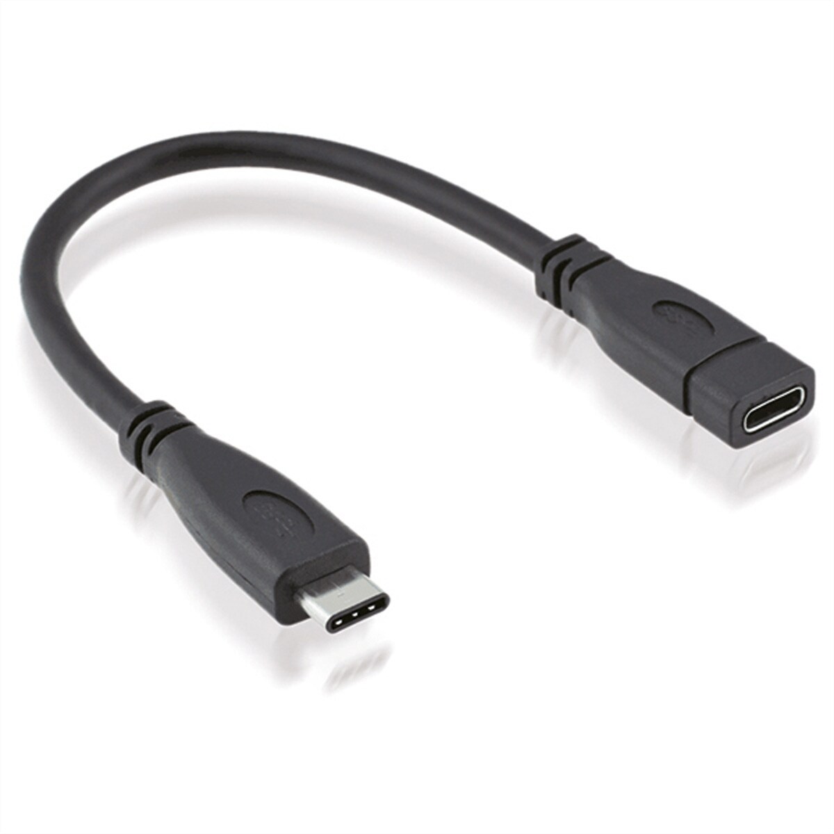 ROLINE USB 3.2 Gen 2 Typ C Kabelverlängerung, C-C, ST/BU, 4K UHD-1, 10Gbit/s, 100W, schwarz, 0,15 m Image