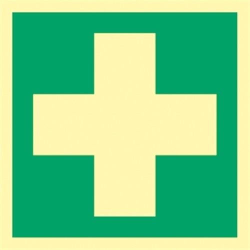 Aufkleber Erste Hilfe, ISO 7010, Folie, langnachleuchtend, 160-mcd, 200x200 mm Image