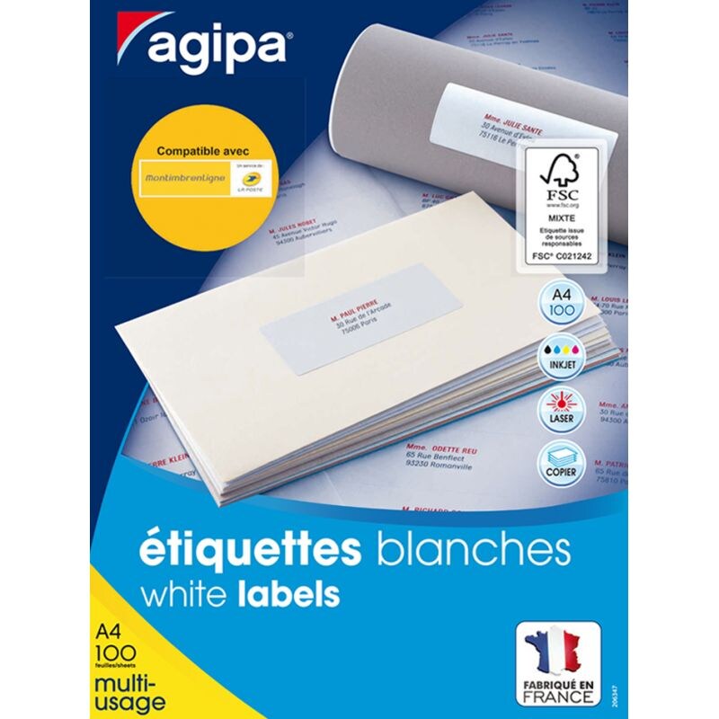 agipa Universal-Etiketten, 63,5 x 38,1 mm, weiß Image