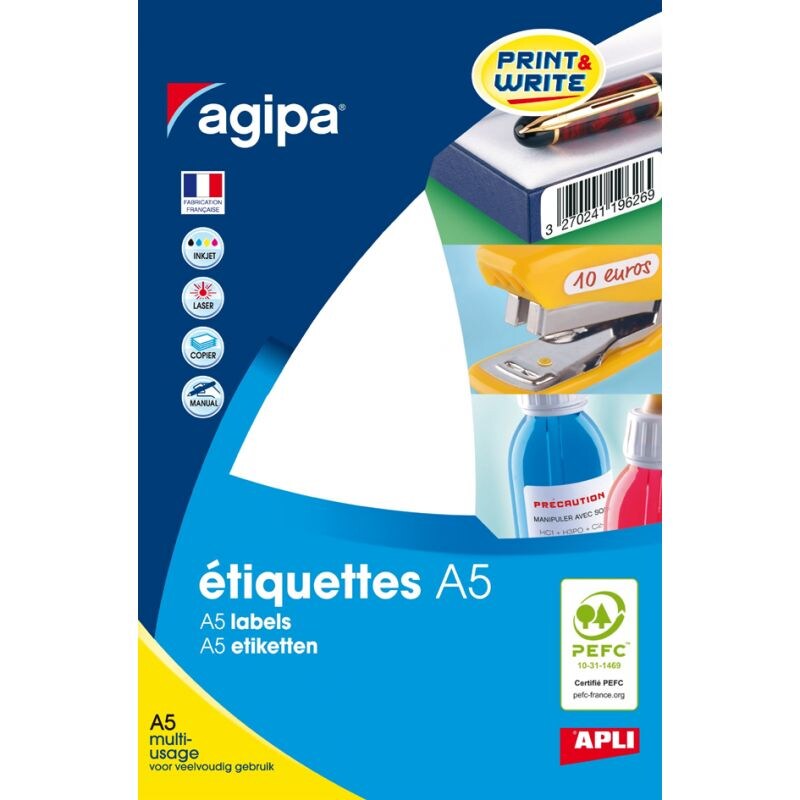 agipa Universal-Etiketten, 12 x 18,3 mm, weiß Image