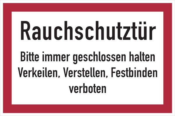 Feuerwehrschild, Rauchschutztür - angelehnt an DIN 4066 - 200x150 mm Folie selbstklebend Image