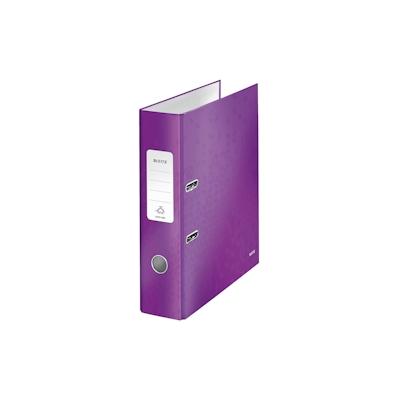 LEITZ Ordner WOW A4, 80mm Rücken, violett. Brillante WOW Farben. 180° Ordner Präzisionsmechanik. Aufgeklebtes Rückenschild. Maße: 318 x 285 mm. Image