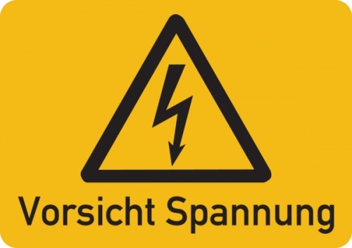 Warnschild, Vorsicht Spannung, Folie selbstklebend - 52x37 mm Folie selbstklebend Image