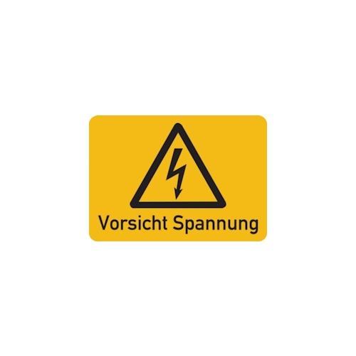 Warnschild, Vorsicht Spannung, Folie selbstklebend - 52x37 mm Folie selbstklebend