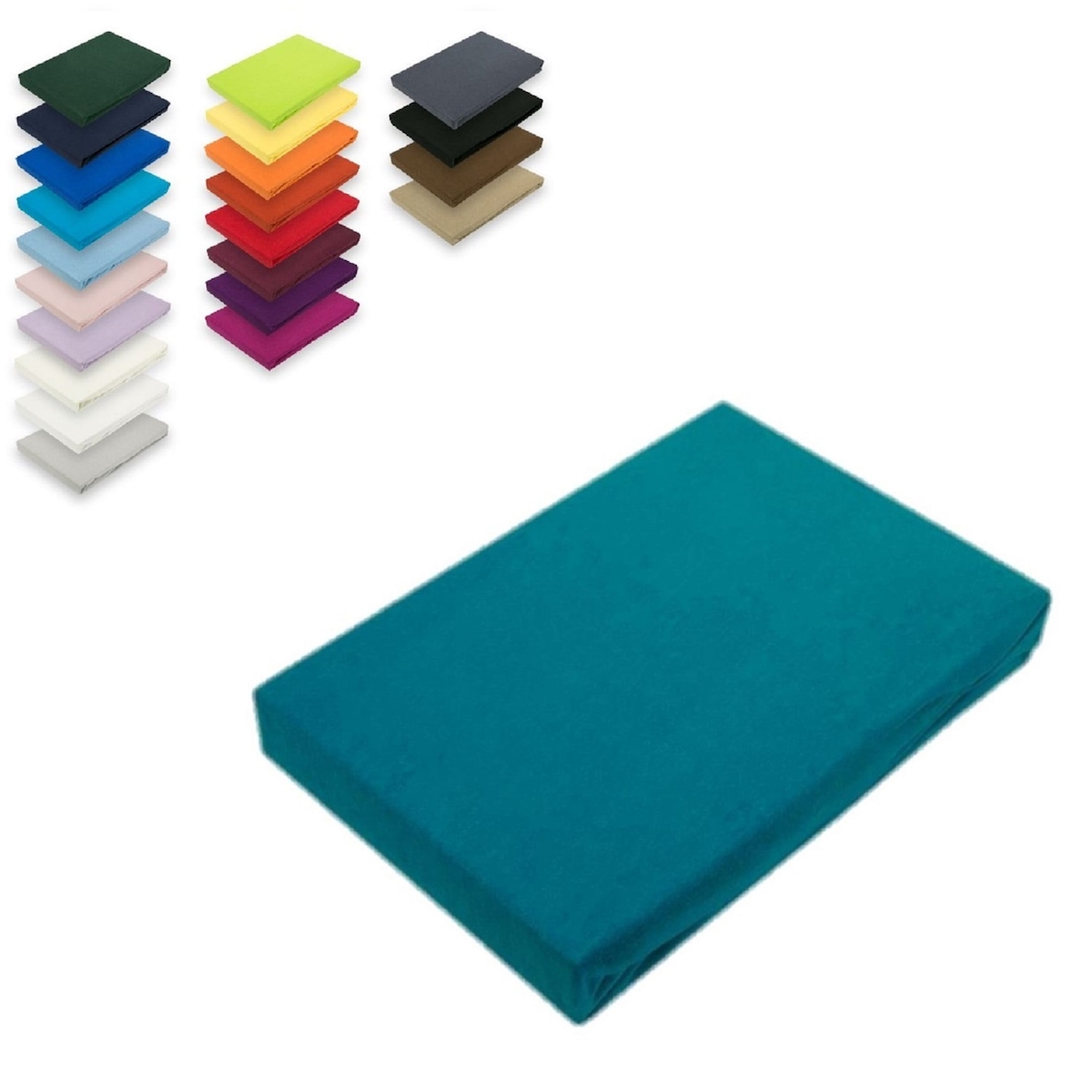 EXKLUSIV HEIMTEXTIL Microfaser Spannbettlaken Rundumgummizug 180 - 200 x 200-220 cm + 40 cm Petrol Image