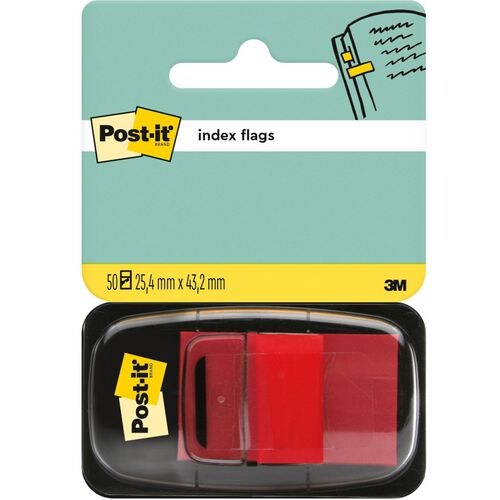 Post-it Index Index-Haftstreifen Rechteckig 2,54 x 4,32 cm Rot I680-1 50 Streifen Image