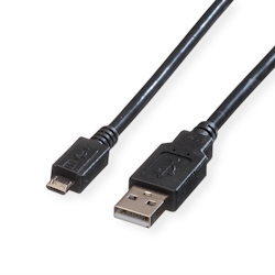 ROLINE USB 2.0 Kabel, USB A ST - Micro USB B ST, schwarz, 0,15 m Image