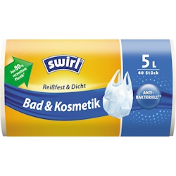 Swirl Müllbeutel 5 L Fixierband Transparent PE (Polyethylen) Tragegriff 40 Stück Image