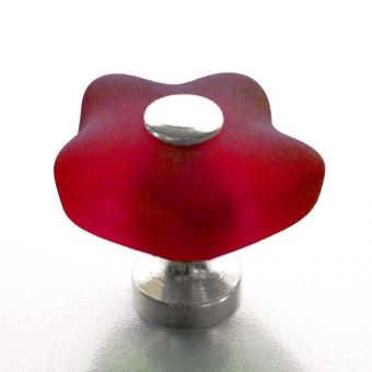 Möbelknopf Blume rot 36mm Chrom, rot matt Image