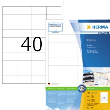 HERMA Etikett PREMIUM 4474 48,5x25,4mm weiß 4.000 St./Pack. Image