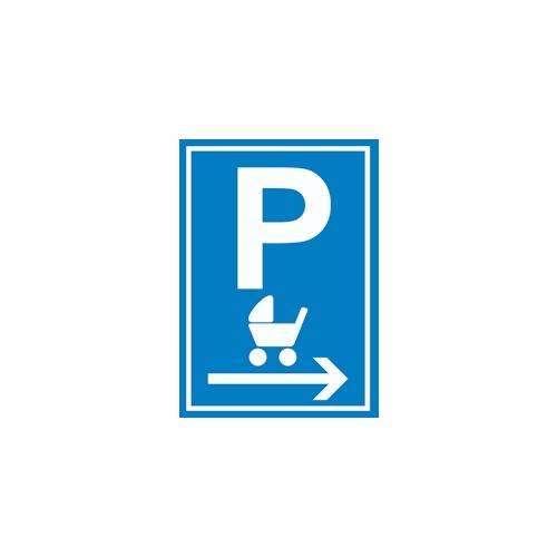 Kinderwagen Parkplatz rechts Schild A5 (148x210mm)