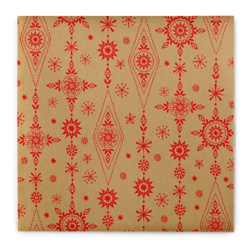 Sovie HORECA Weihnachtsserviette Brigitte in Naturbraun-Rot aus Linclass® Airlaid 40 x 40 cm, 50 Stück Image