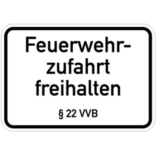 Schild Feuerwehrzufahrt freihalten § 22 VVB, Alu, 500x350 mm Image