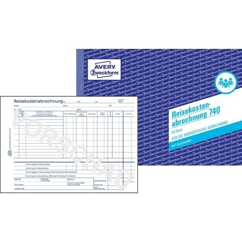 AVERY Zweckform Reisekostenabrechnung 740 DIN A5 quer Perforiert N/A 50 Blatt Image