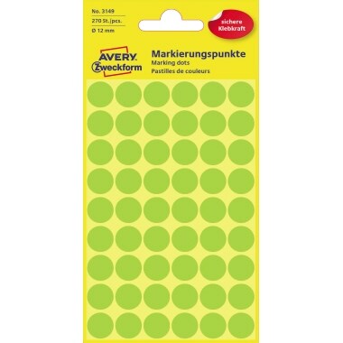 Avery Zweckform Markierungspunkt 3149 12mm leuchtgrün 270 St./Pack. Image
