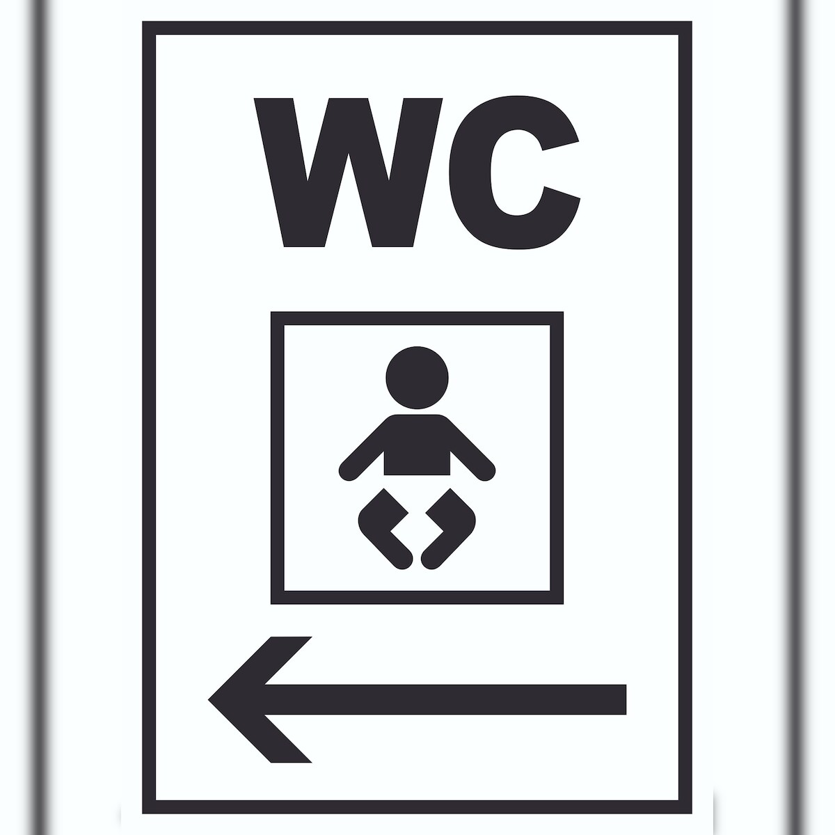 WC Wickelraum links Schild A4 Rückseite selbstklebend Image