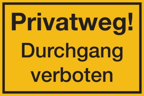Hinweisschild, Privatweg! Durchgang verboten, 200x300mm, Kunststoff - 300x200x1.5 mm Kunststoff Image