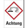 Aufkleber Gefahrstoffetiketten - Ätzwirkung (GHS05) & Signalwort ""Achtung"" - 105 x 148 mm Folie selbstklebend